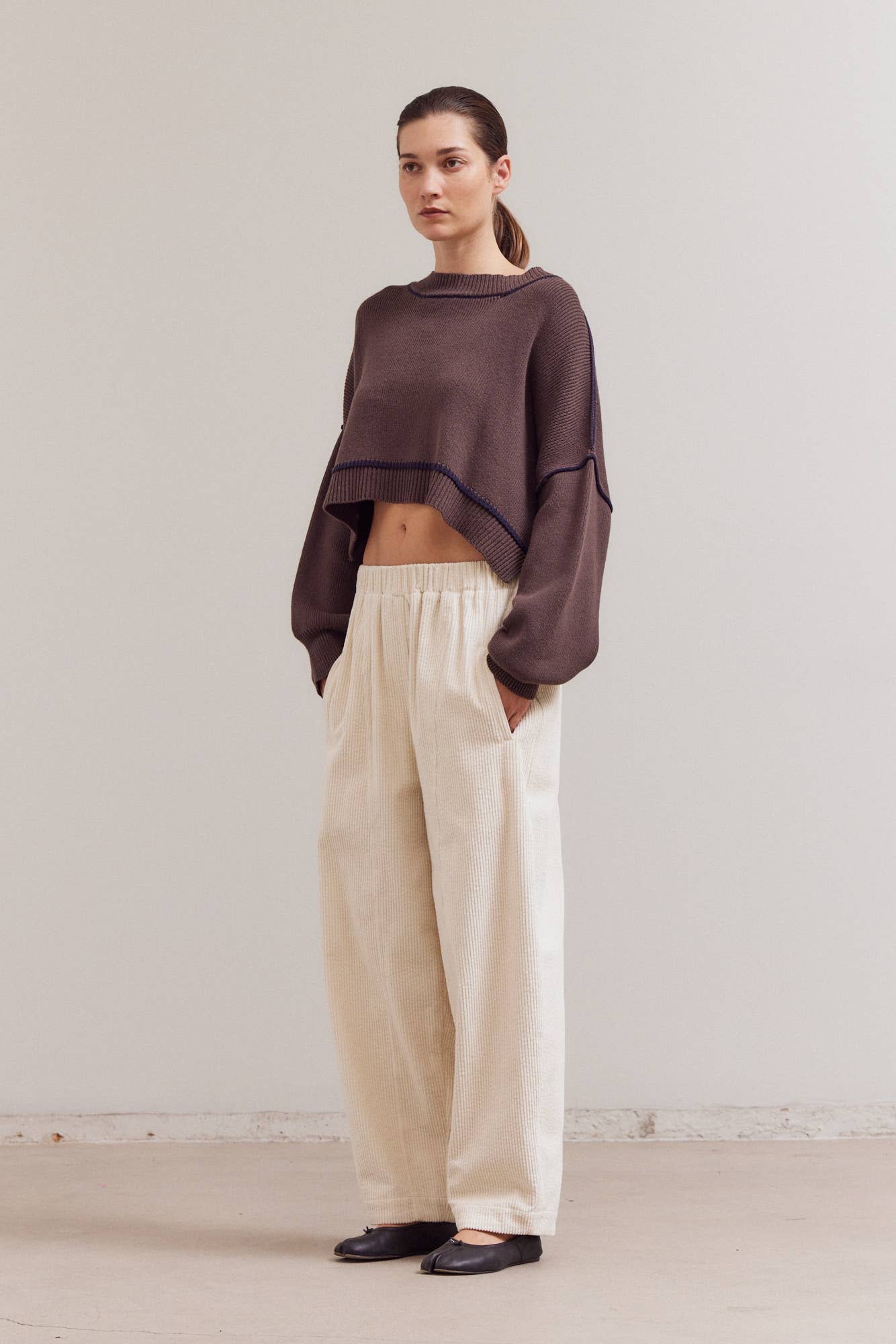 Contrast Crop Sweater