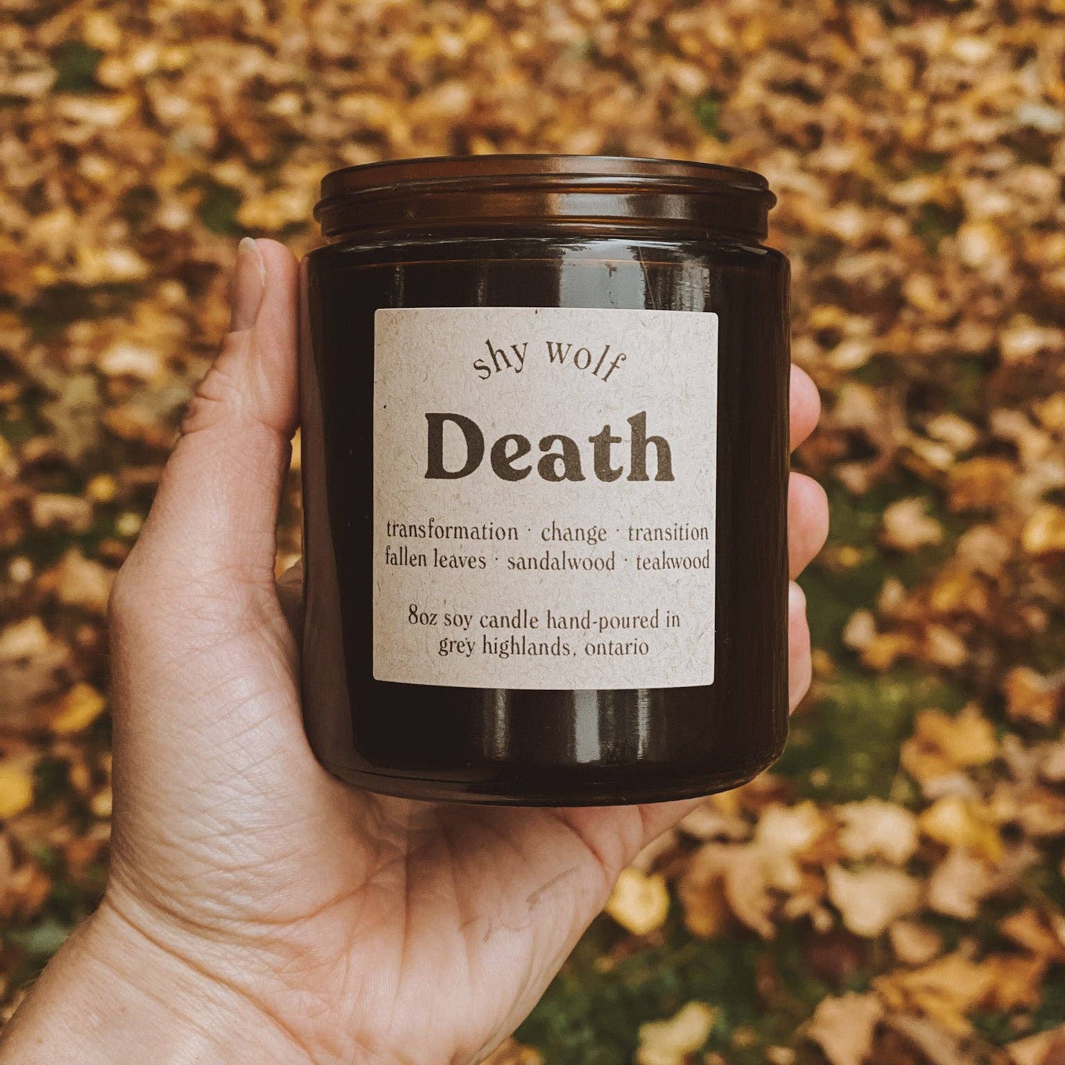Shy Wolf Candles - Death Tarot Card Candle - Black Wax Soy Candle, Sandalwood
