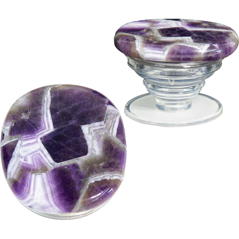 Gemstone Cell Phone Grip Holder - Amethyst Palm Stone