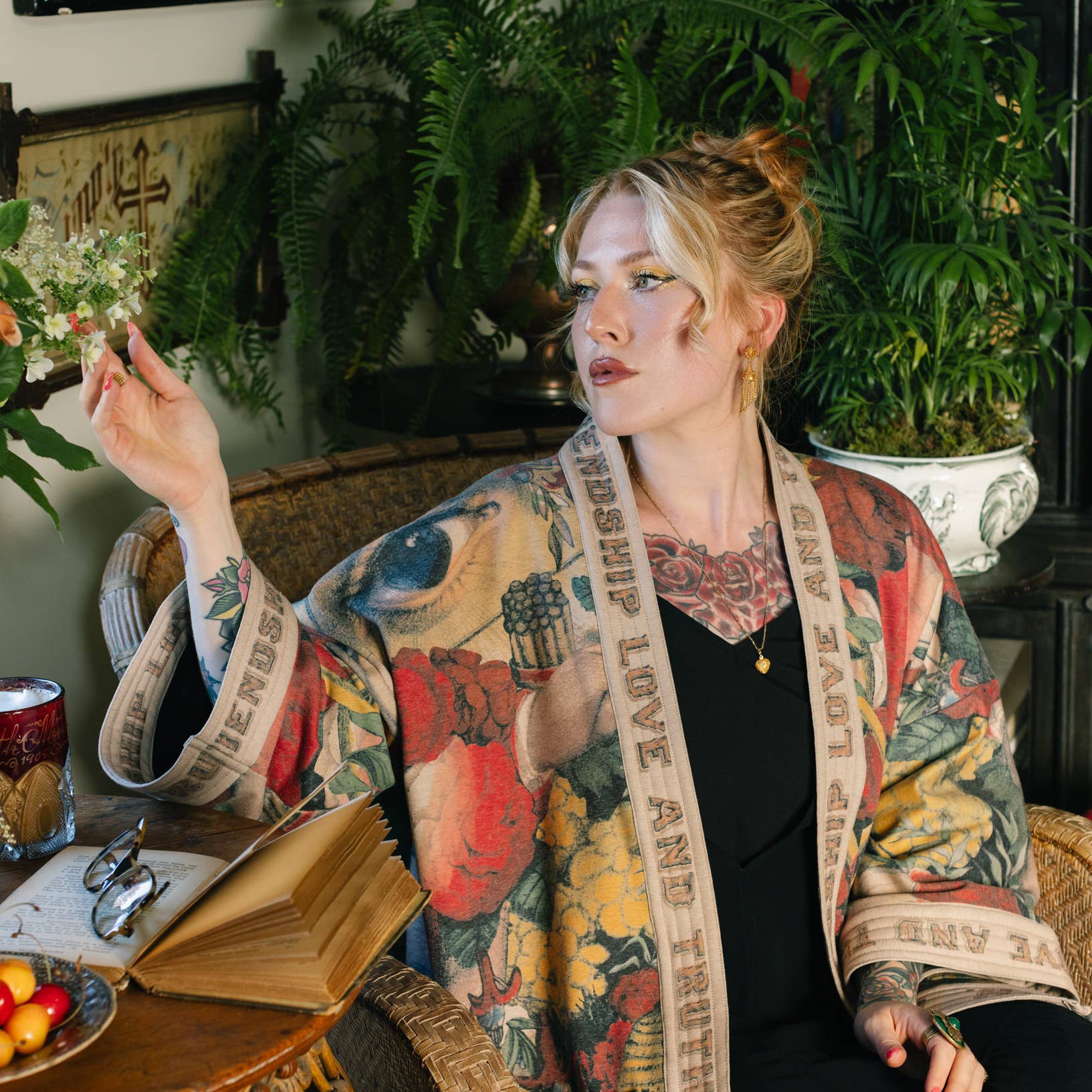 Market of Stars - Friendship Love & Truth Cozy Fleece Cardigan Kimono Jacket