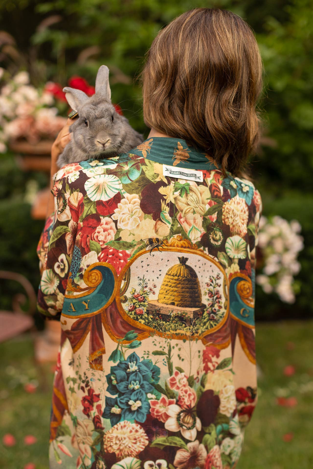 Stay Gold Opera Duster Kimono Robe w/ Rabbit & Bees