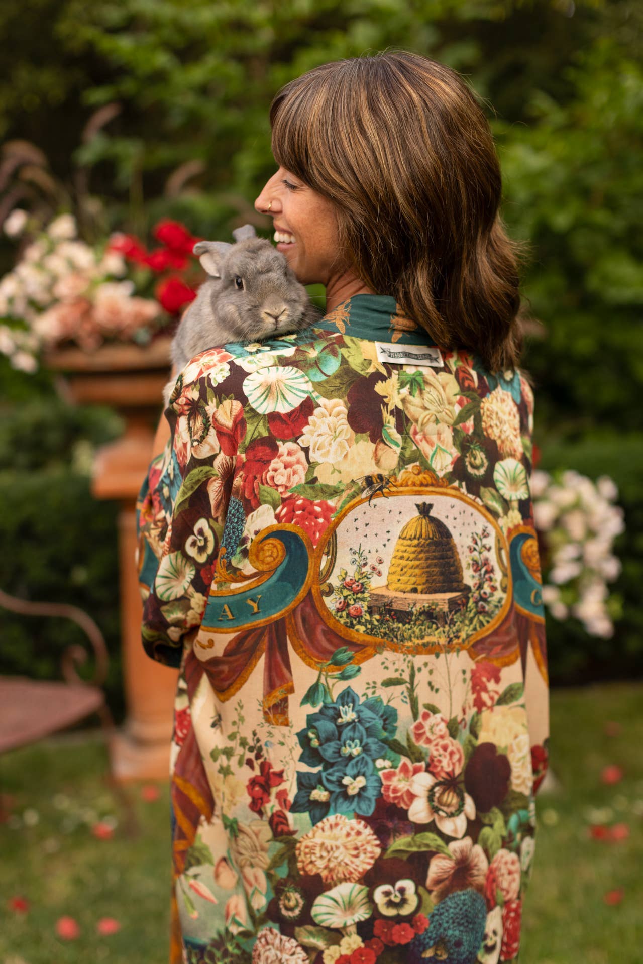 Stay Gold Opera Duster Kimono Robe w/ Rabbit & Bees