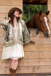 Born To Run Pixie Duster Crop Kimono w/ Wild Horse & Florals