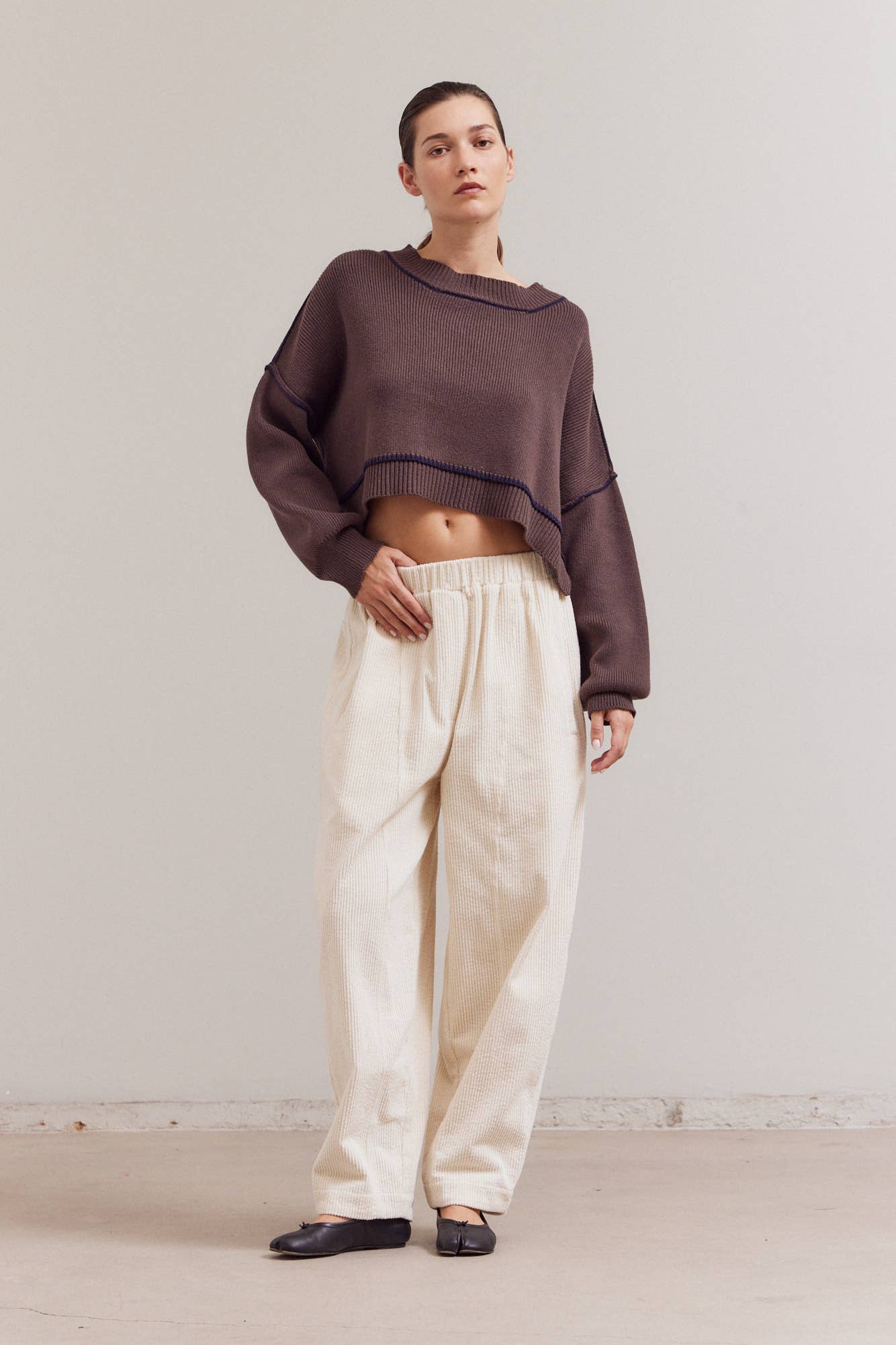 Contrast Crop Sweater
