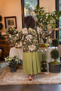 Fleur De Lune Pixie Duster Crop Kimono w/ Florals & Bees