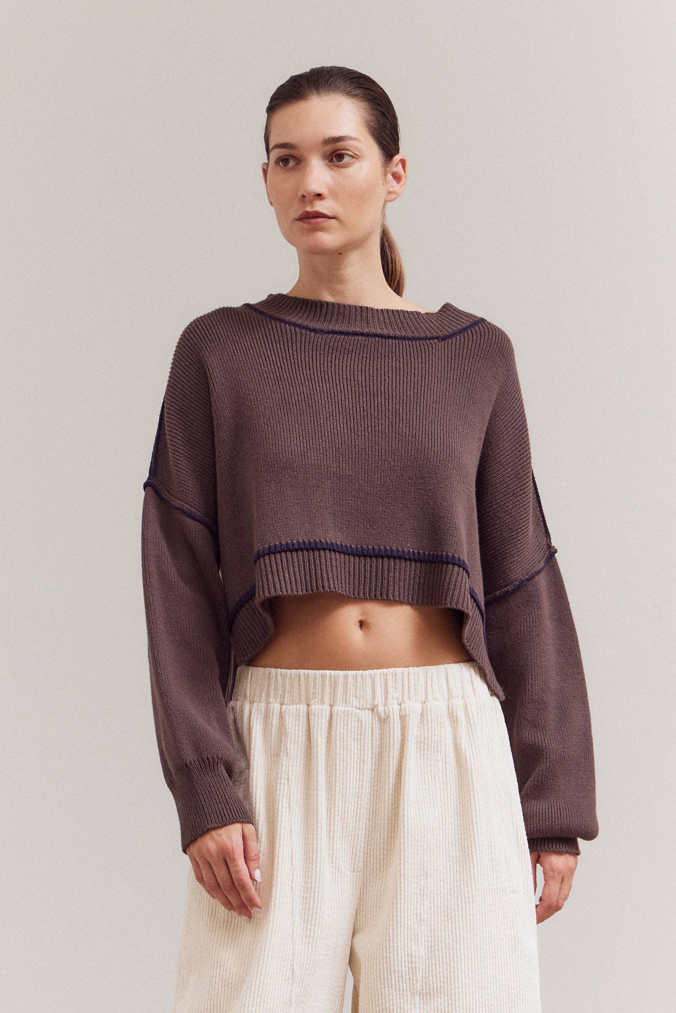 Contrast Crop Sweater