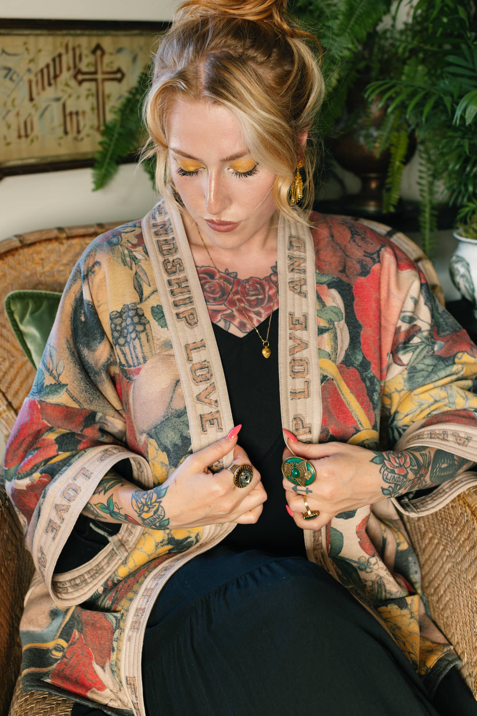 Market of Stars - Friendship Love & Truth Cozy Fleece Cardigan Kimono Jacket