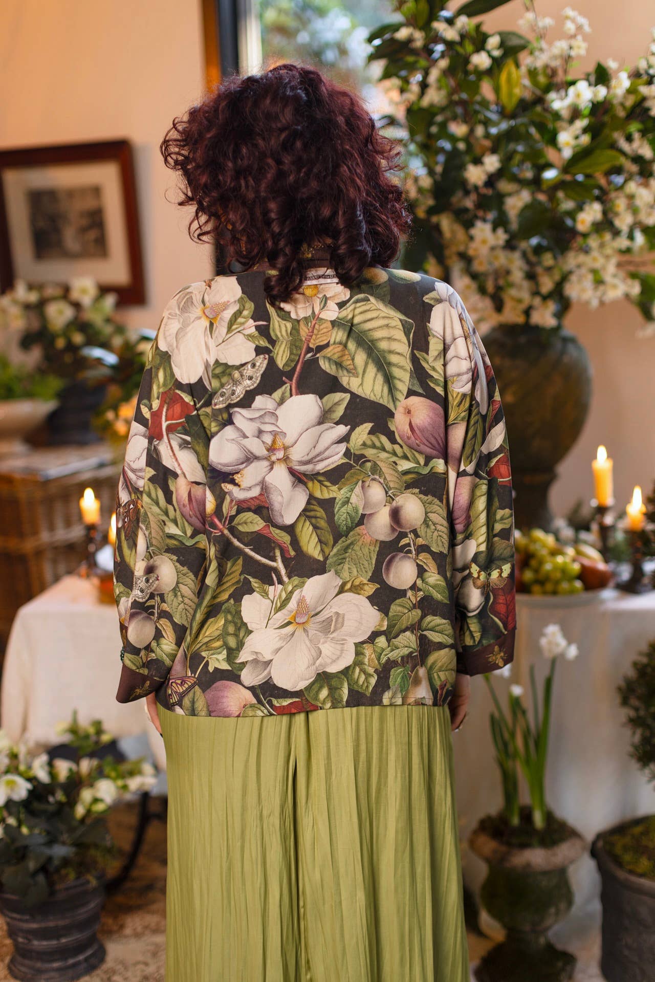 Fleur De Lune Pixie Duster Crop Kimono w/ Florals & Bees