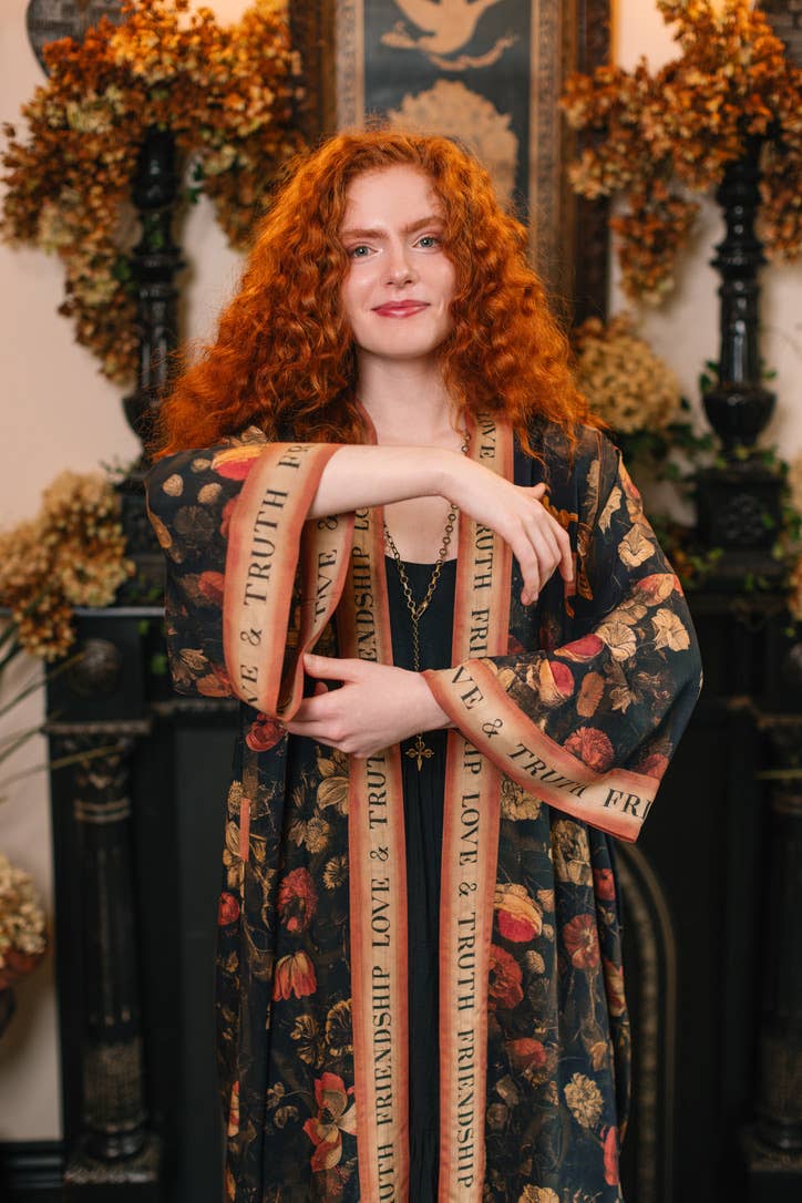 Heart of Gold Opera Duster Kimono Robe w/ Sacred Heart