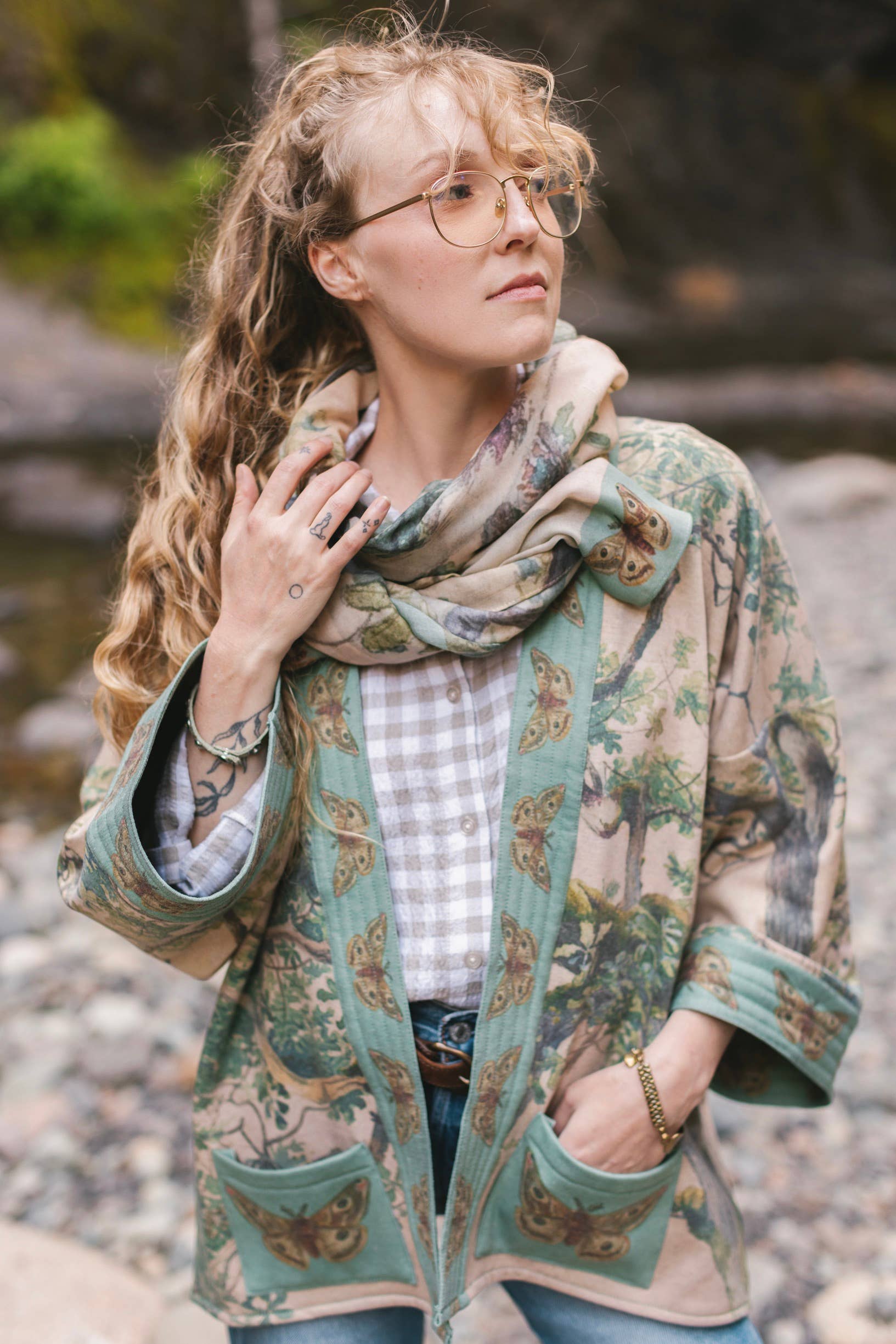 Market of Stars - Earth & Sky Fleece Lined Cozy Cottage Cardigan Kimono Jacket