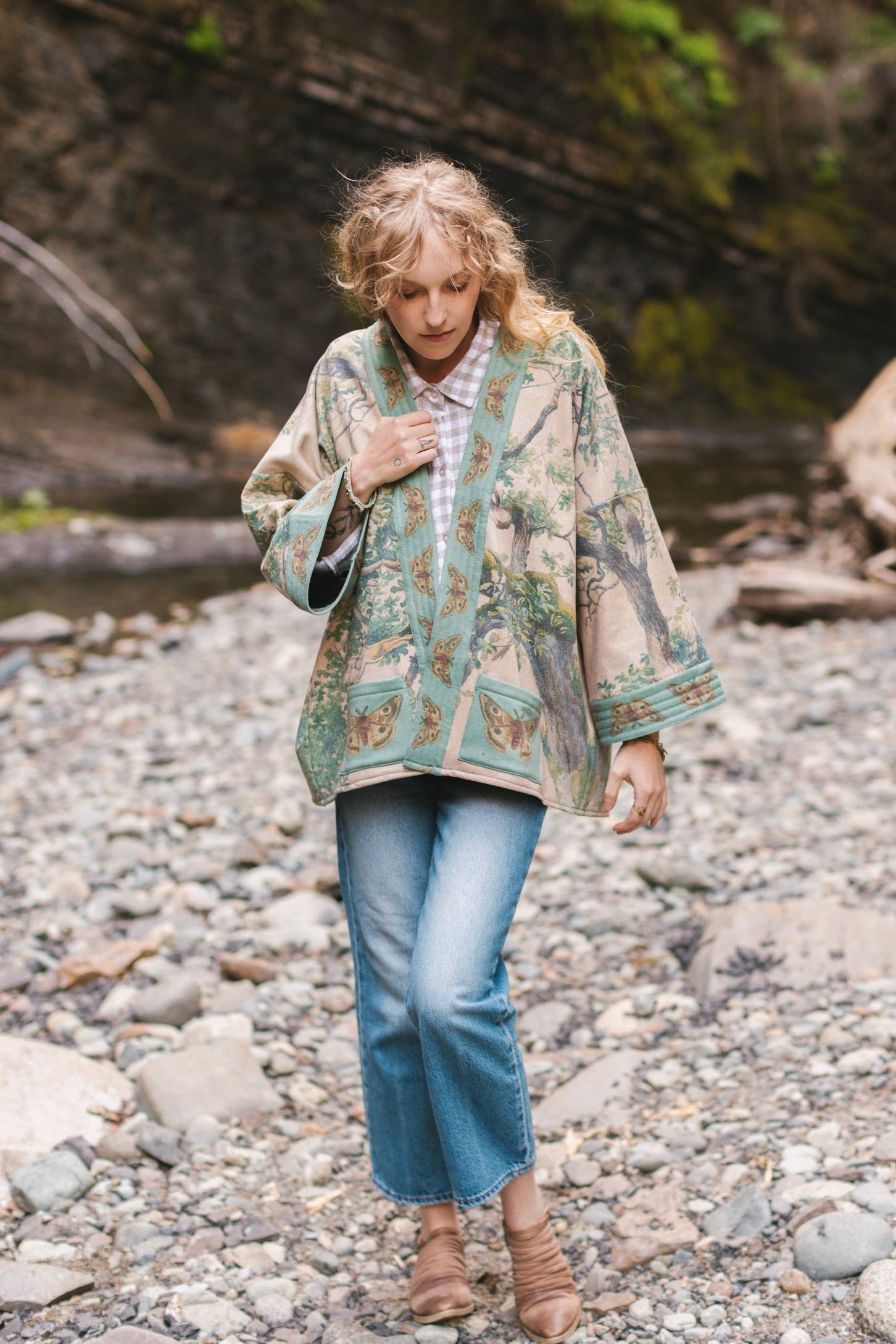 Market of Stars - Earth & Sky Fleece Lined Cozy Cottage Cardigan Kimono Jacket
