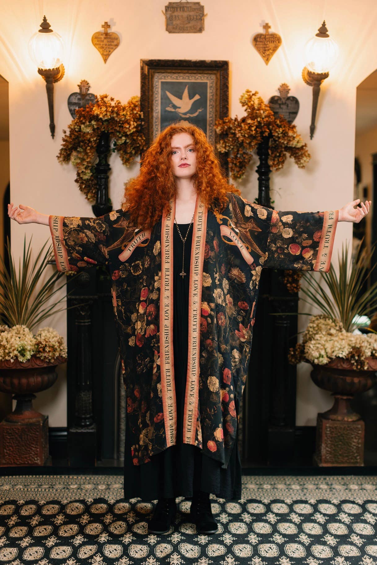 Heart of Gold Opera Duster Kimono Robe w/ Sacred Heart