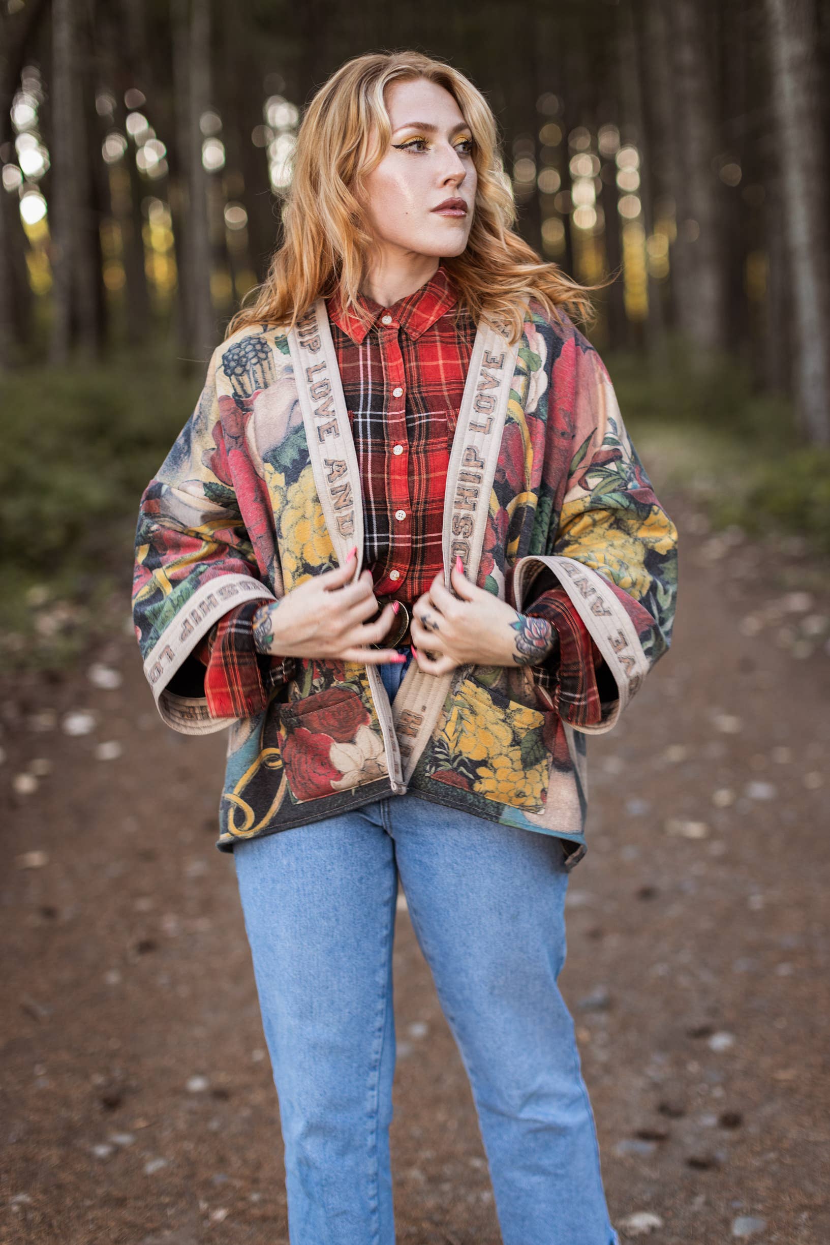Market of Stars - Friendship Love & Truth Cozy Fleece Cardigan Kimono Jacket