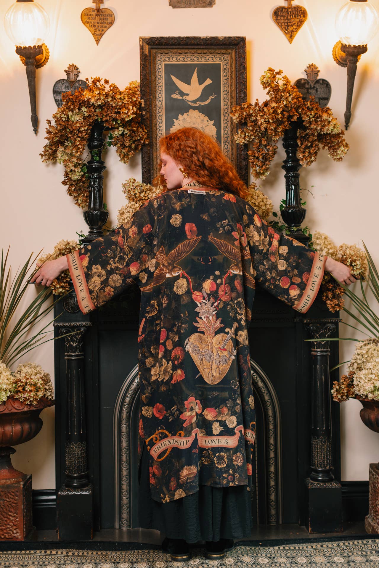 Heart of Gold Opera Duster Kimono Robe w/ Sacred Heart
