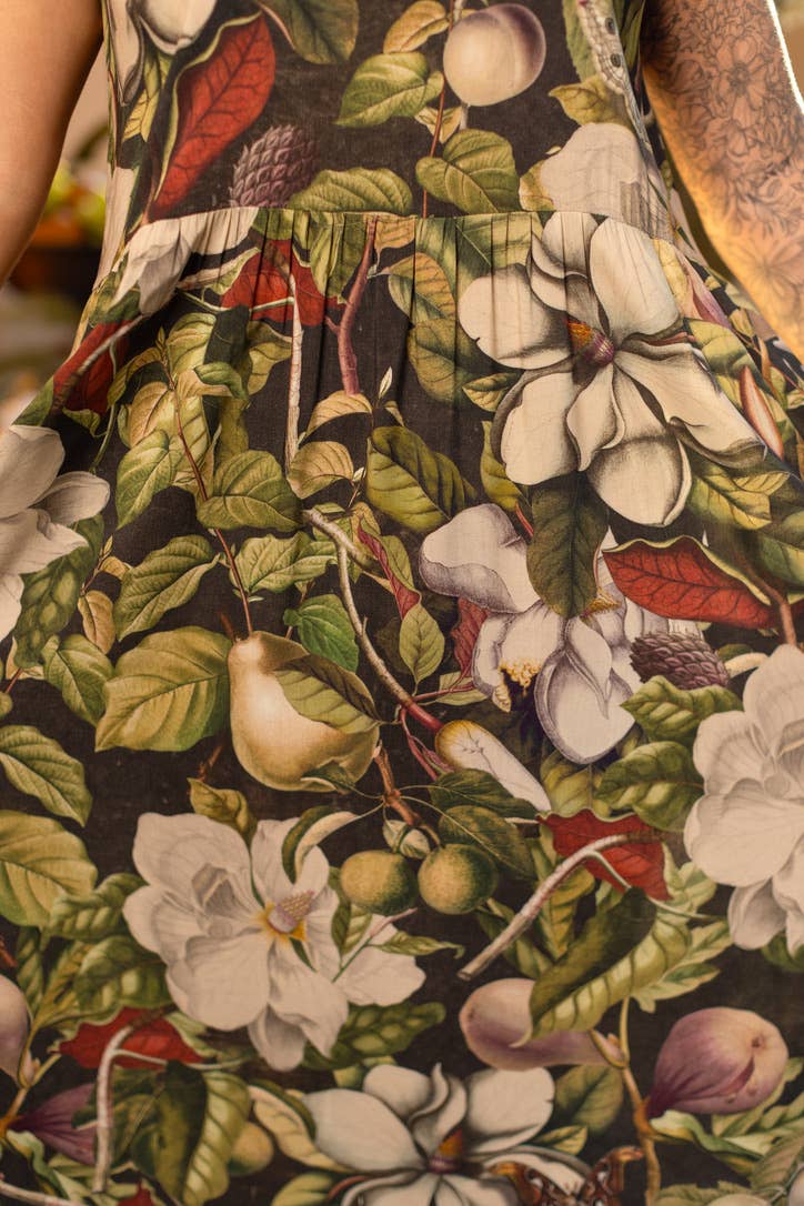 Fleur De Lune Bohéme Long Maxi Slip Dress w/ Florals & Bees