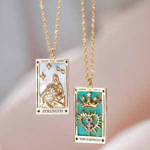 HoopLa Style - Tarot Card Necklace- Strength & The Empress