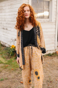Milk & Honey Linen Cropped Artist Pant w/ Sunflower