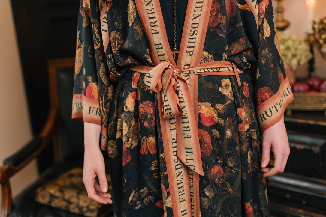 Heart of Gold Opera Duster Kimono Robe w/ Sacred Heart