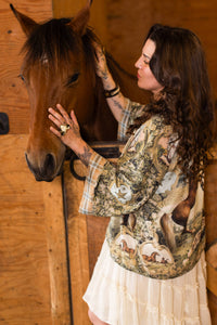 Born To Run Pixie Duster Crop Kimono w/ Wild Horse & Florals