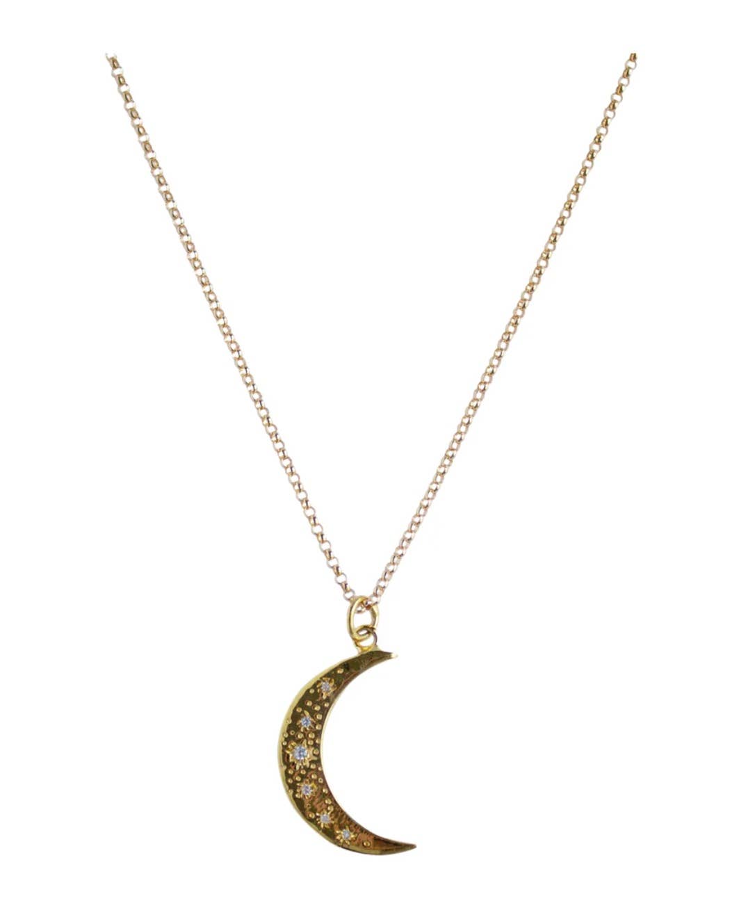 HoopLa Style - Moon Crescent Necklace- Steel 14K Gold Engraved