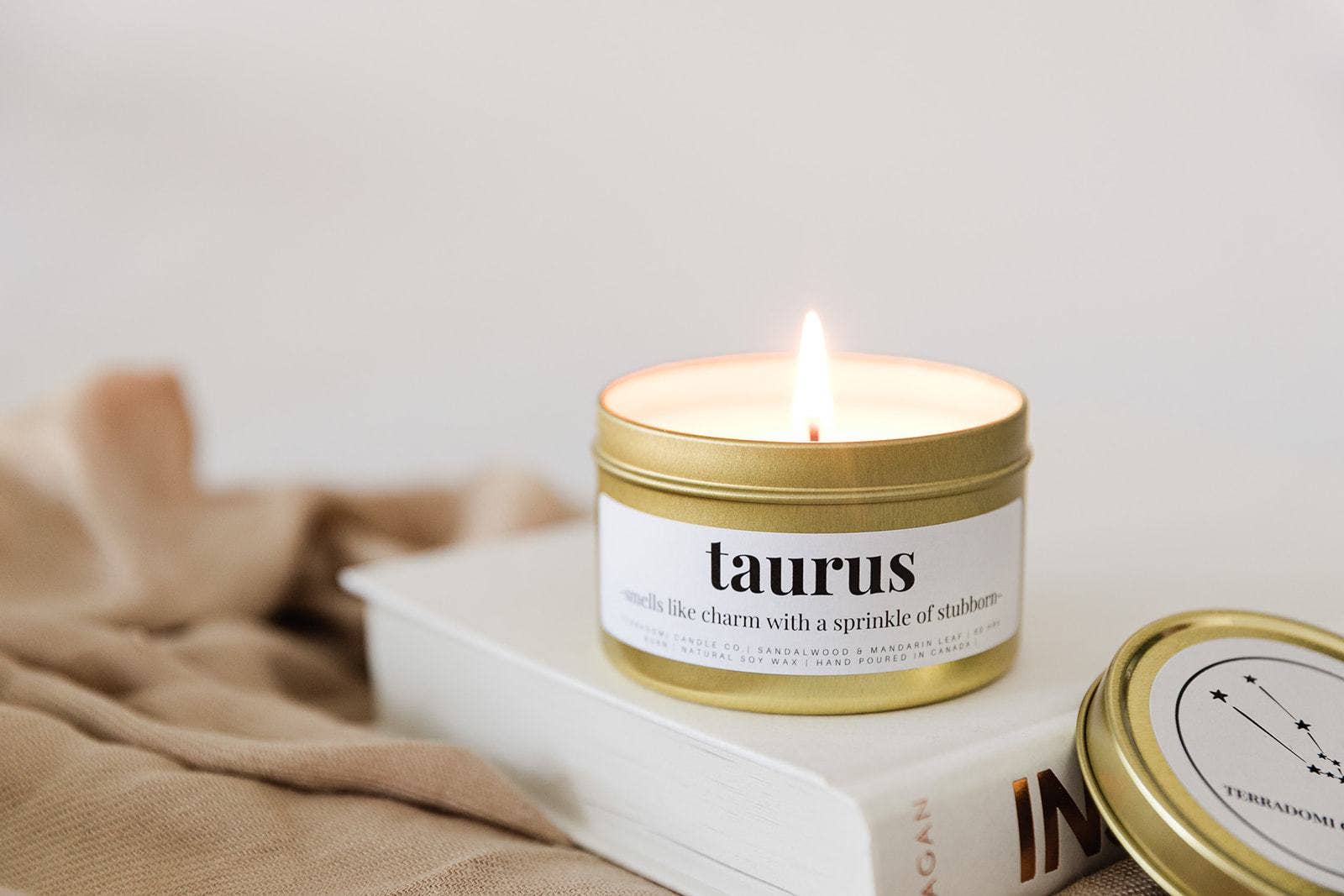 TAURUS Astrology Candle | Sandalwood & Mandarin | 50 hrs burn