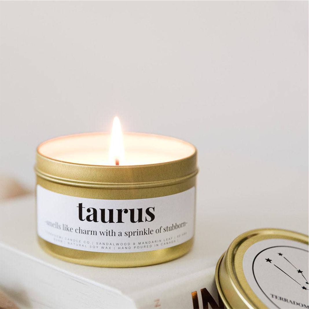 TAURUS Astrology Candle | Sandalwood & Mandarin | 50 hrs burn