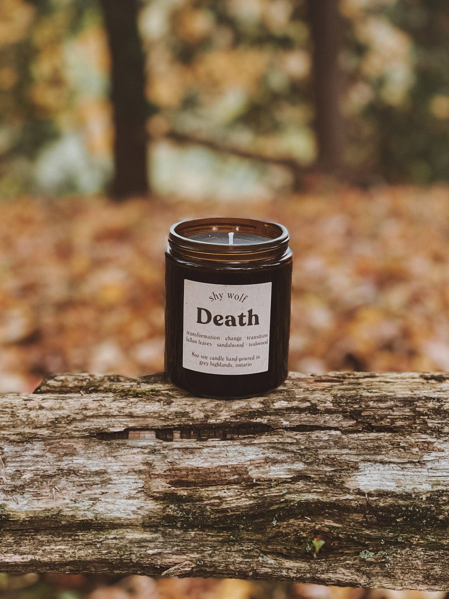 Shy Wolf Candles - Death Tarot Card Candle - Black Wax Soy Candle, Sandalwood