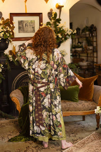 Fleur De Lune Opera Duster Kimono Robe w/ Florals & Bees