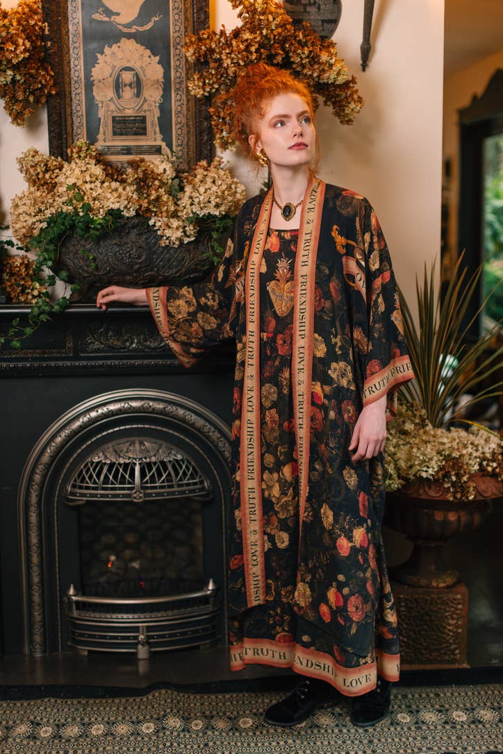 Heart of Gold Opera Duster Kimono Robe w/ Sacred Heart