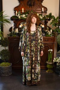 Fleur De Lune Opera Duster Kimono Robe w/ Florals & Bees