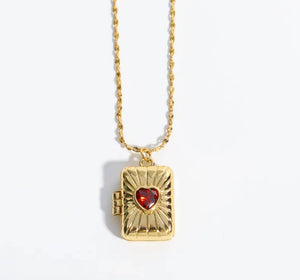 HoopLa Style - Locket Gold Hand Caved Vintage  "Ruby" Square- opens 14k