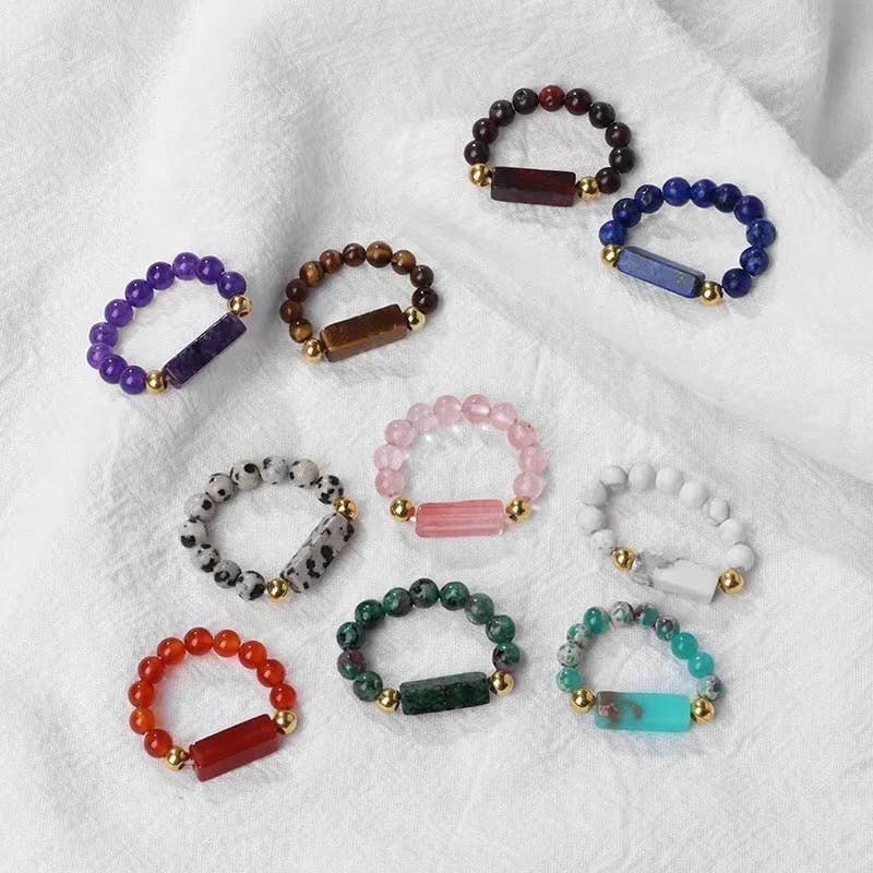 HoopLa Style - Ring Stacking stretch Rings. Stretch Gemstone Rings Comfort