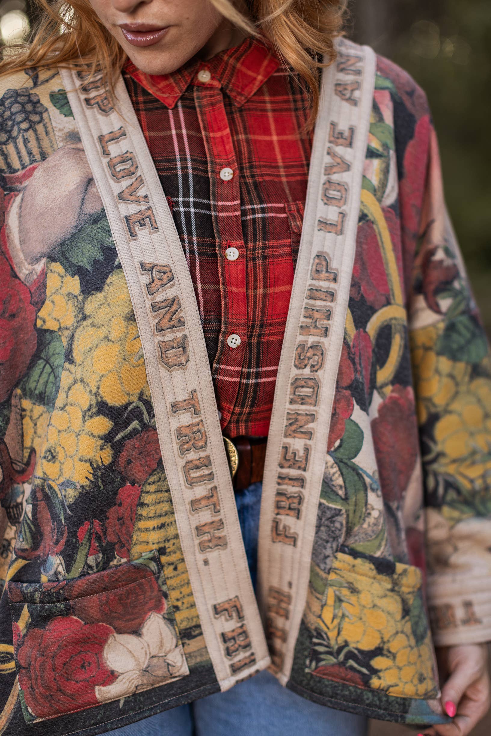 Market of Stars - Friendship Love & Truth Cozy Fleece Cardigan Kimono Jacket