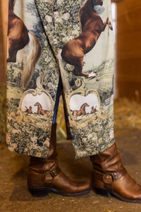 Born To Run Opera Duster Kimono Robe w/ Wild Horses & Floral