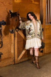 Born To Run Pixie Duster Crop Kimono w/ Wild Horse & Florals