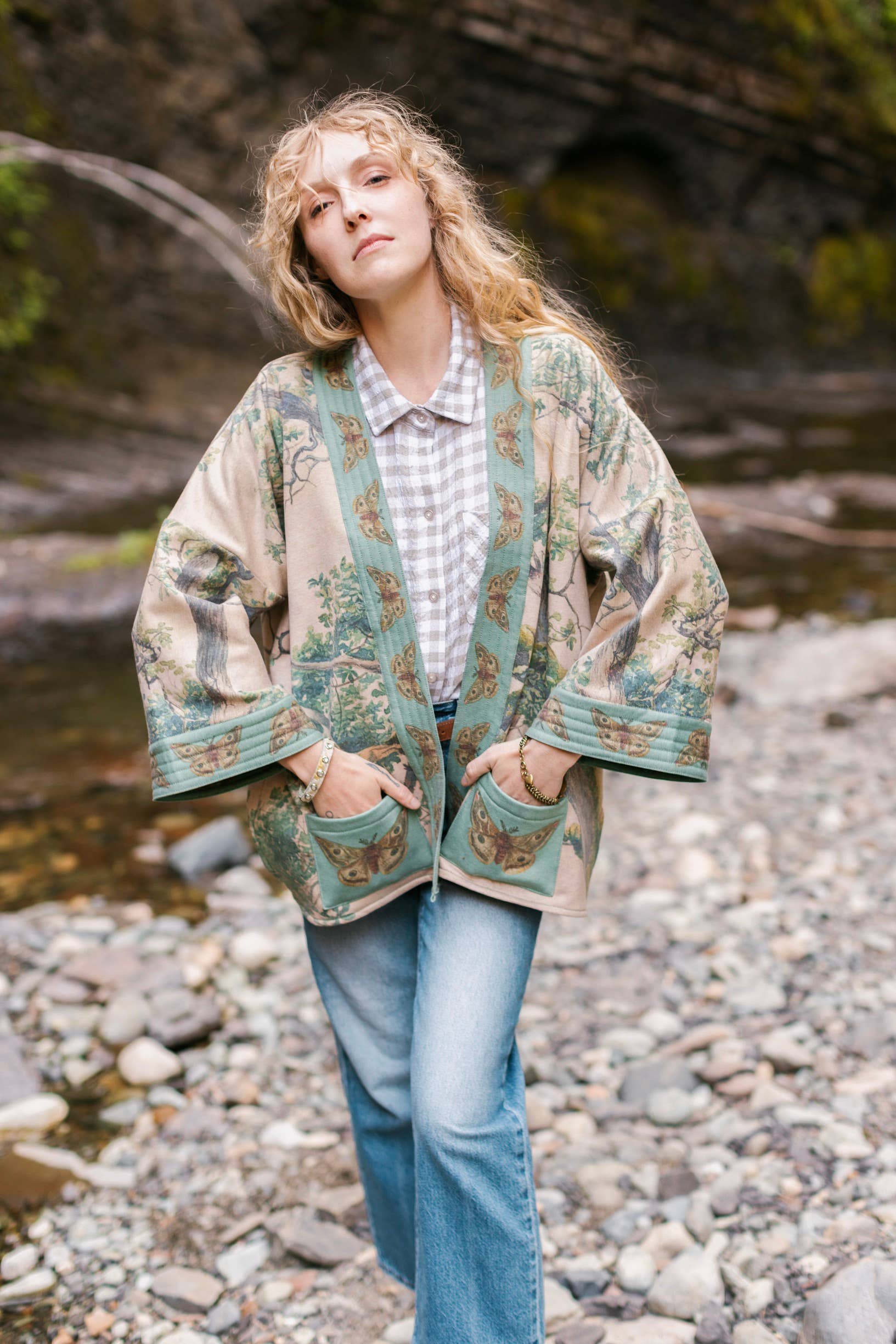 Market of Stars - Earth & Sky Fleece Lined Cozy Cottage Cardigan Kimono Jacket