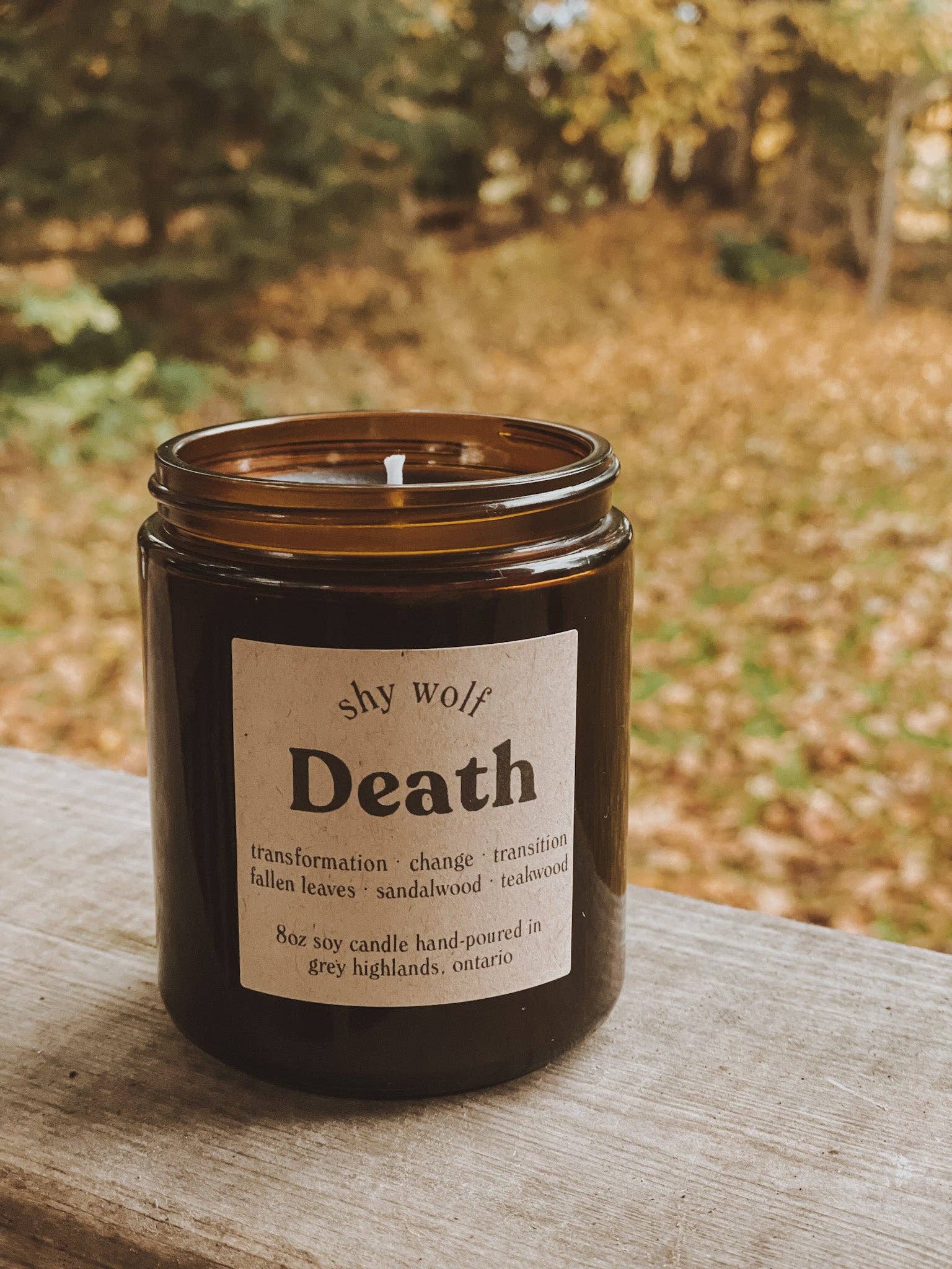 Shy Wolf Candles - Death Tarot Card Candle - Black Wax Soy Candle, Sandalwood