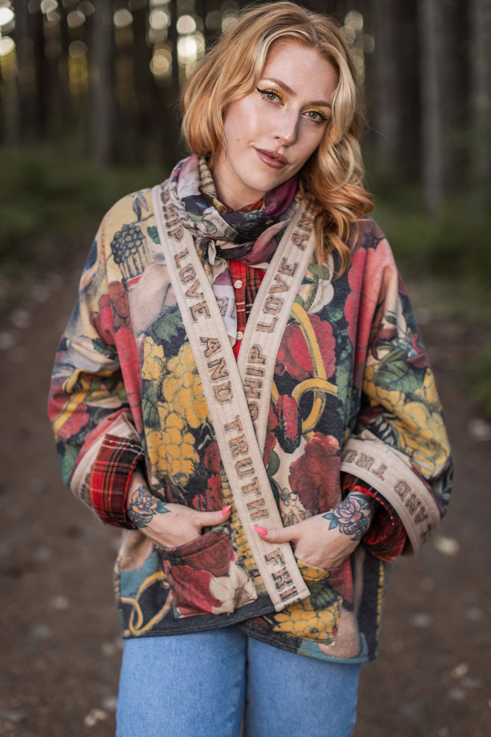 Market of Stars - Friendship Love & Truth Cozy Fleece Cardigan Kimono Jacket