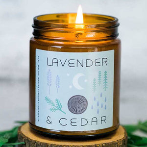 Lavender and Cedar Soy Candle - Amber Jar