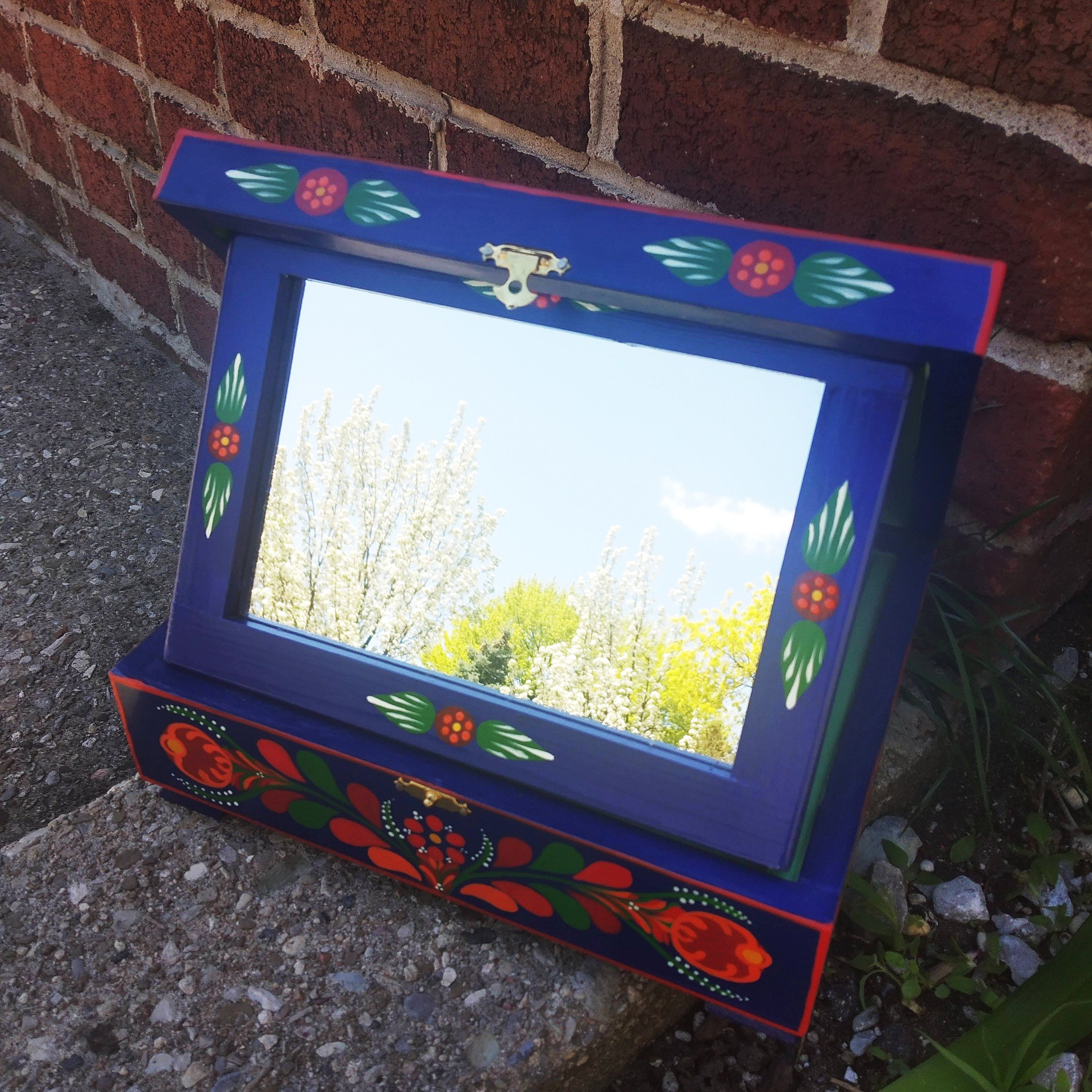 Hand Painted Folk Art Jewelry Box