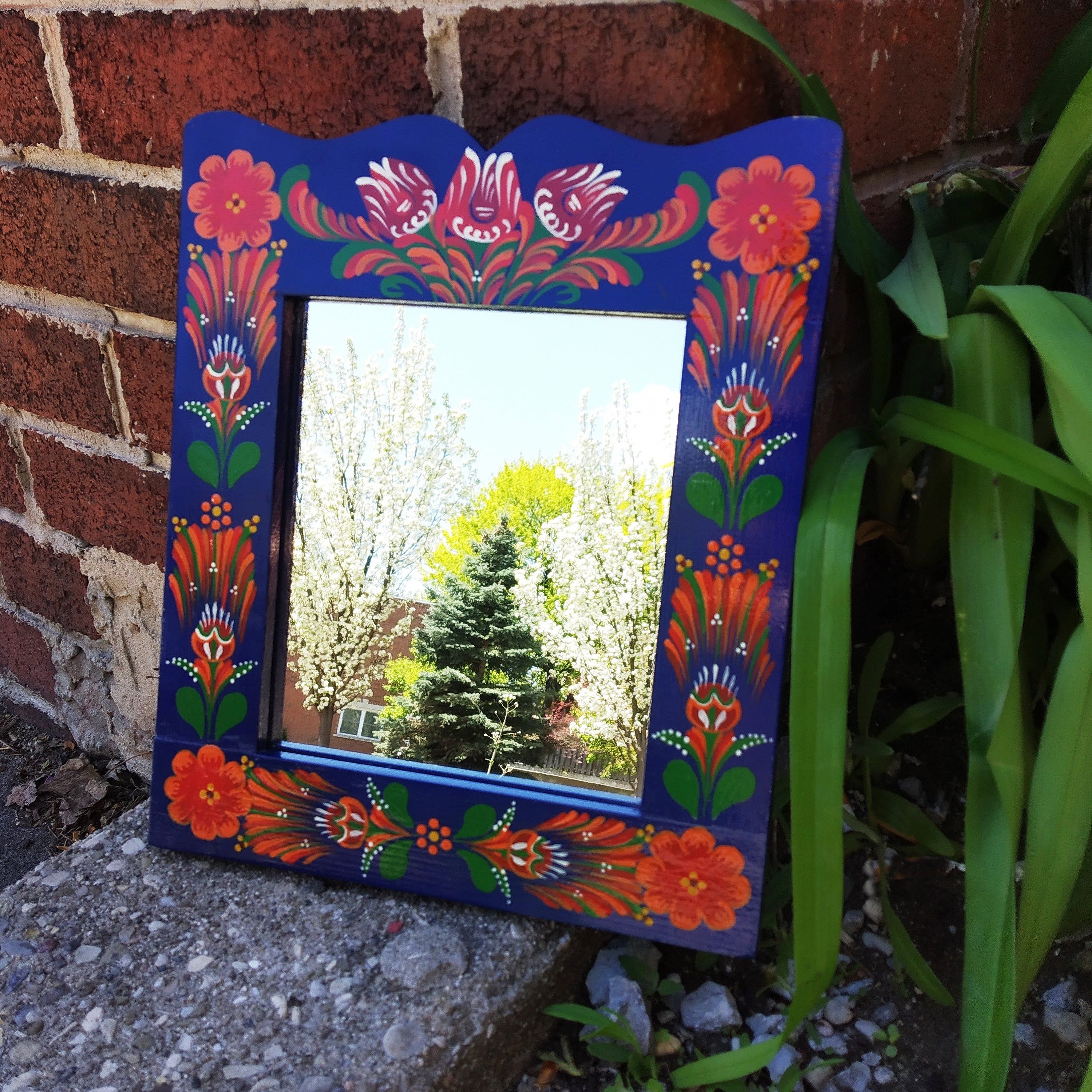 Hand Painted Folk Art Mirror