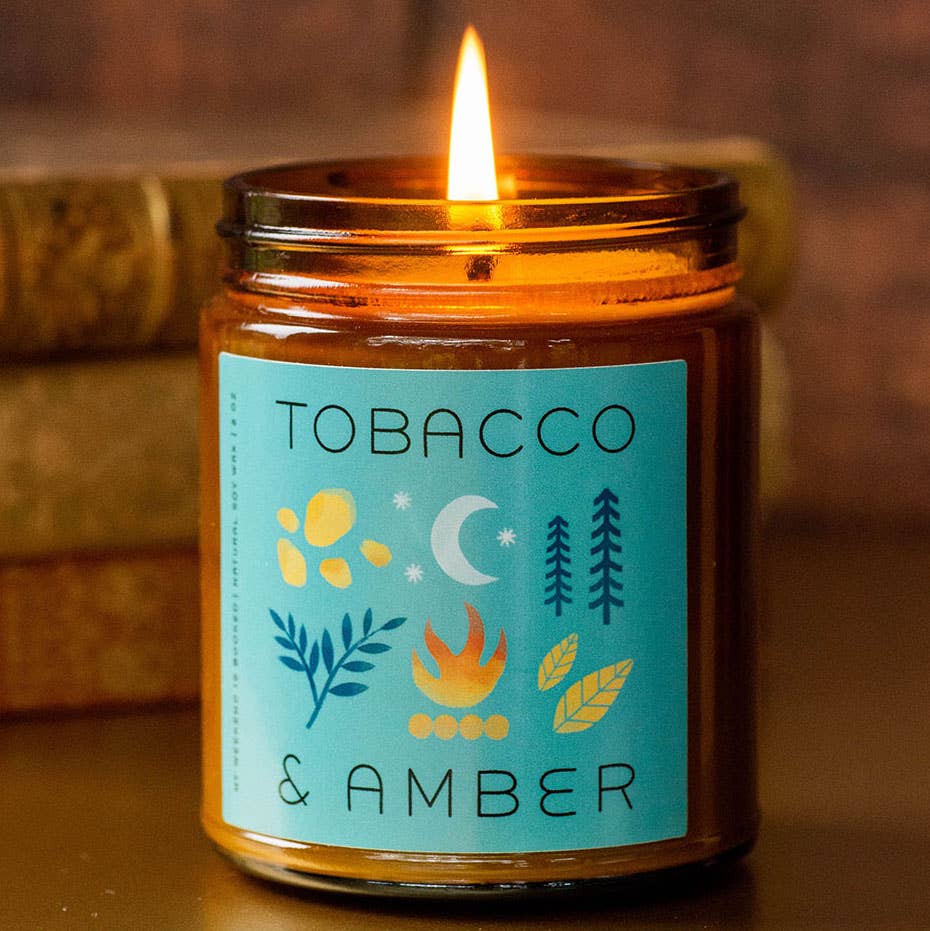 Tobacco and Amber Soy Candle - Amber Jar