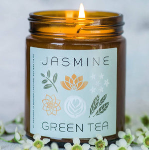 Jasmine Green Tea Soy Candle - Amber Jar